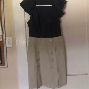 BCBG navy blue and cream dress